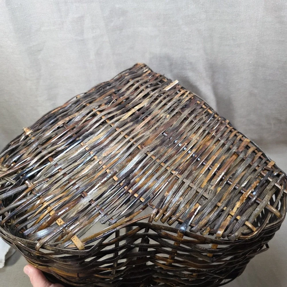 Large Heart Shaped Basket w Handle Cottage Prairie  Decor Wedding 16x17x15